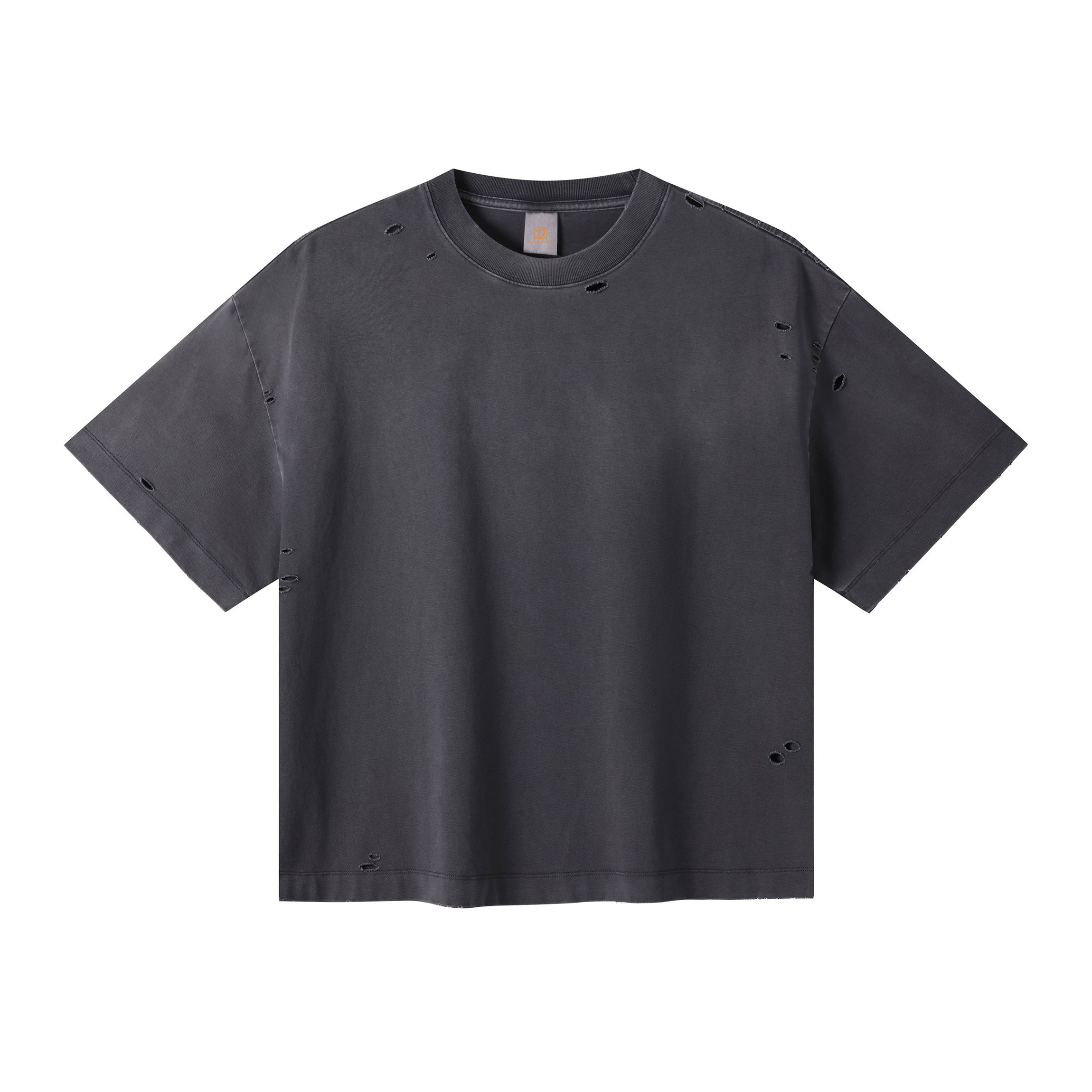 Custom logo Broken Design T-shirt 100% Cotton Distressed Embroidery High Quality Vintage Heavyweight Dtf Transfers for t Shirts