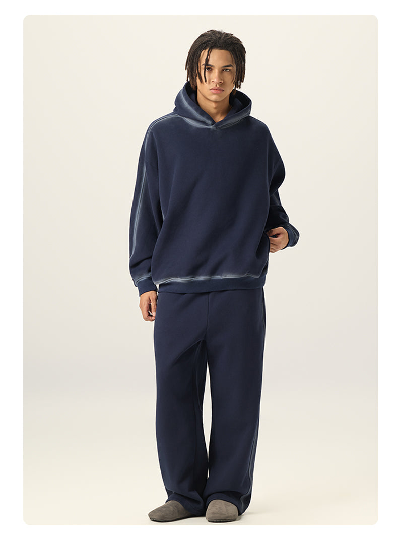 Wholesale 350G Hoodie Washed Down Spur Horsemen Heavyweight Men's Fleece Pullover with Side Pockets Available in Sample Size L.