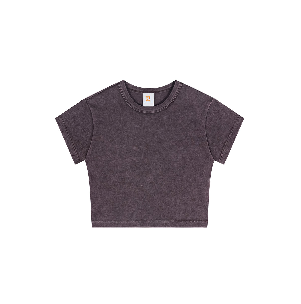 Summer Version Customized 100 CottonShort Sleeve Shirt with Exposed Shoulders and Bare Midriff Featuring a Water Wash Finish