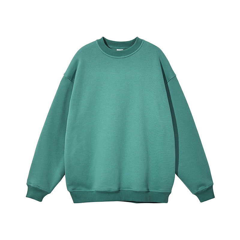 Wholesale 16 Color Solid Color Crew Neck Pullover Oversized Loose Fitting Fleece Lined Thick Sweater Unisex Hoody High Quality