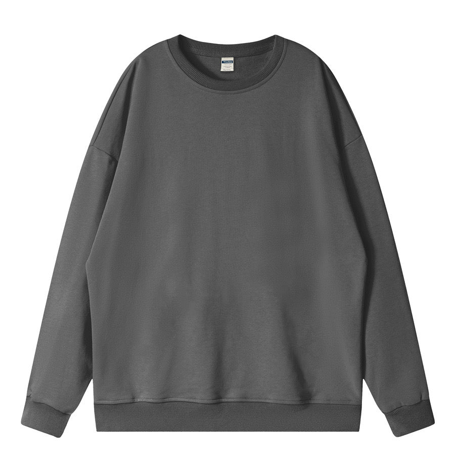 Oem Brand High Quality Men's Pure Cotton French Terry Round Neck Simples Sweatshirt Drop Shoulder 360g Hoodie Winter Style