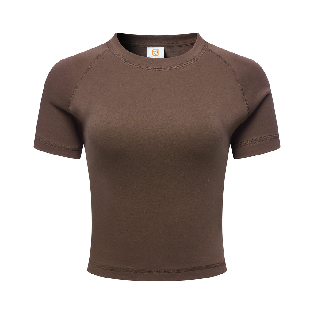 Custom logo Crop Top High Quality Blank Streetwear Short Sleeve Screen Print Heavy Weight Pure Color Fashion Ladies Tshirts