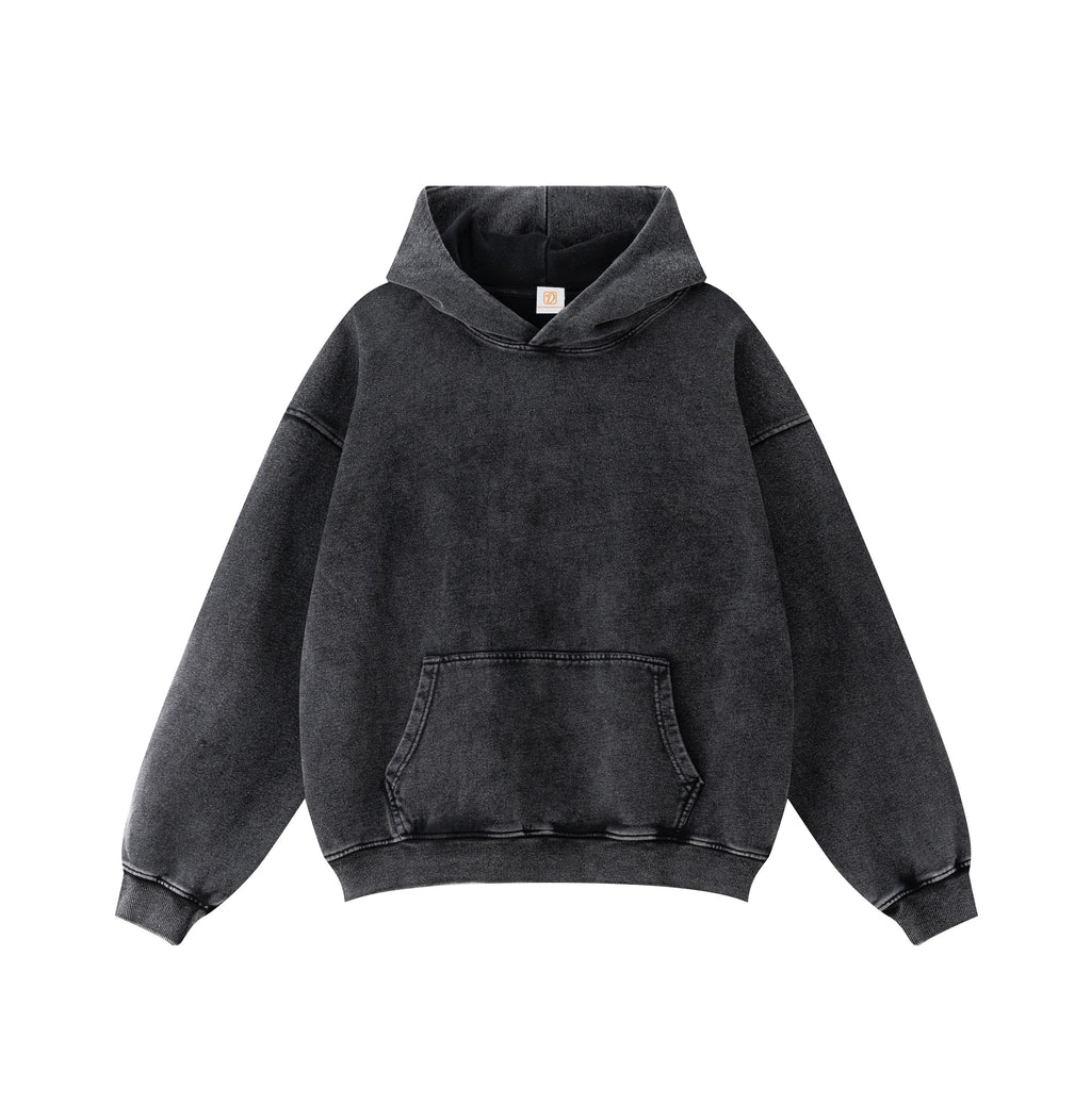 Custom Men's Heavyweight 100% Cotton Fashion Washed Vintage Thick Custom Embroidery Broken Heavyweight Hoodie Manufacturers