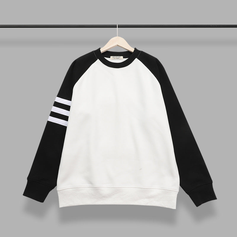 High Quality Hoodie Thick and Loose Quilted Contrast Color Crossover Sleeve Pullover Base Layer Hoodie Unisex Fashion Style