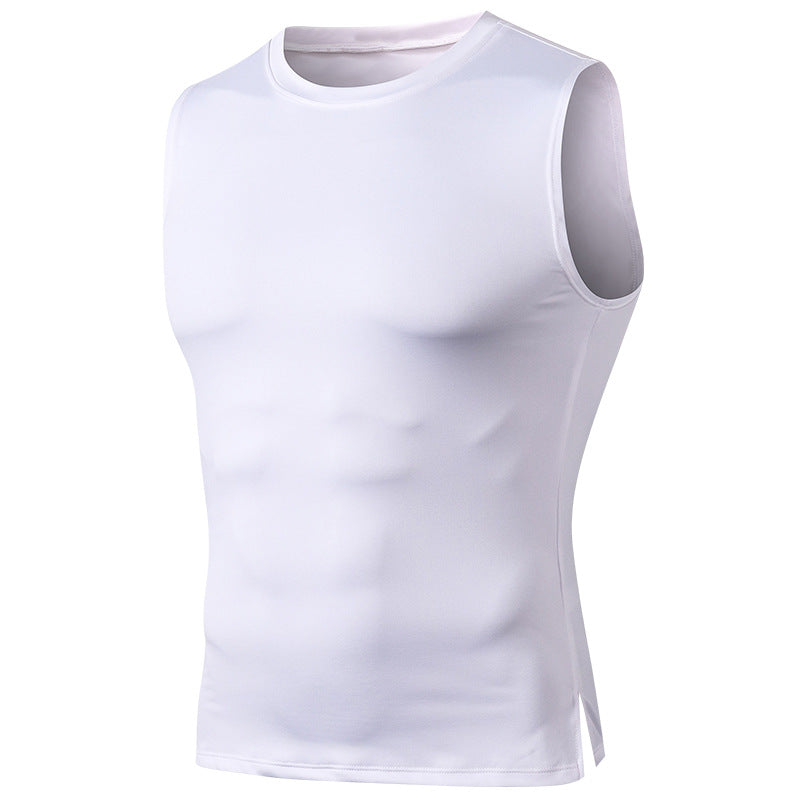 6 Color Men's Fitness tank Top Tight Fitting Training Round Neck Pullover High Elasticity Quick Drying Sports Running Sports Top