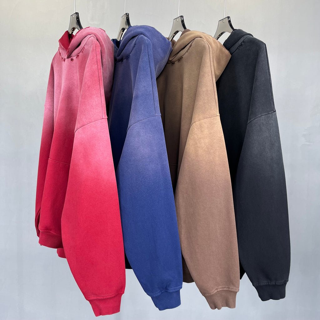 Heavyweight Broken Tie Dye Custom French Terry Acid Wash High Quality Blank Pullover Polyester and Cotton Hoodies Puff Print