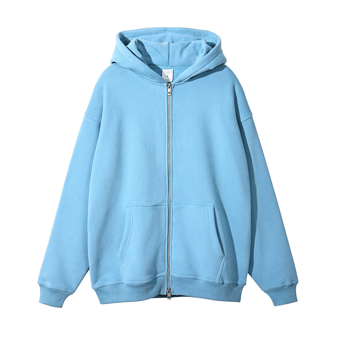 Oem Customized Wholesale 8 Color un Capped Rope Double Headed Zipper Sweatshirt Oversized Cropped Men Hoodies High Quality
