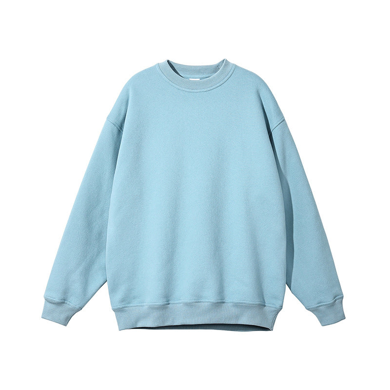 Wholesale 16 Color Solid Color Crew Neck Pullover Oversized Loose Fitting Fleece Lined Thick Sweater Unisex Hoody High Quality