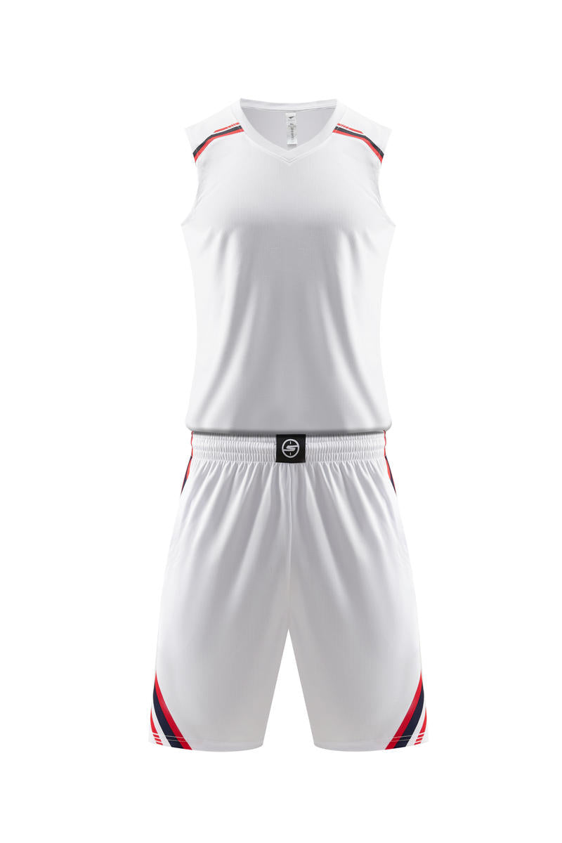 6 Color Men's polyester Round Neck Basketball Uniform Set with Small Raised Pattern Fabric Fashion Suit Outdoor Sports Summer