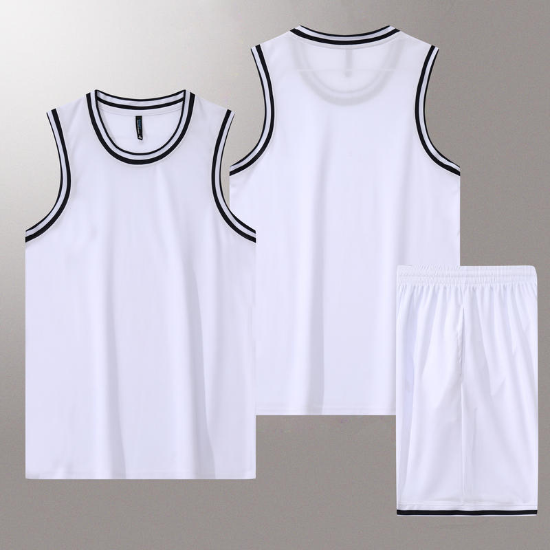 Customized 5 Color Men's and Women's 100% Polyester Fiber Round Neck Basketball Uniform Set Basketball Jacquard Fabric Suit