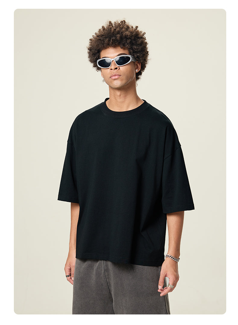 100% Cotton Boxy Loose T-short Unisex Custom logo Streetwear Drop Shoulder Unisex High Quality Round Neck Tshirt for Men Women