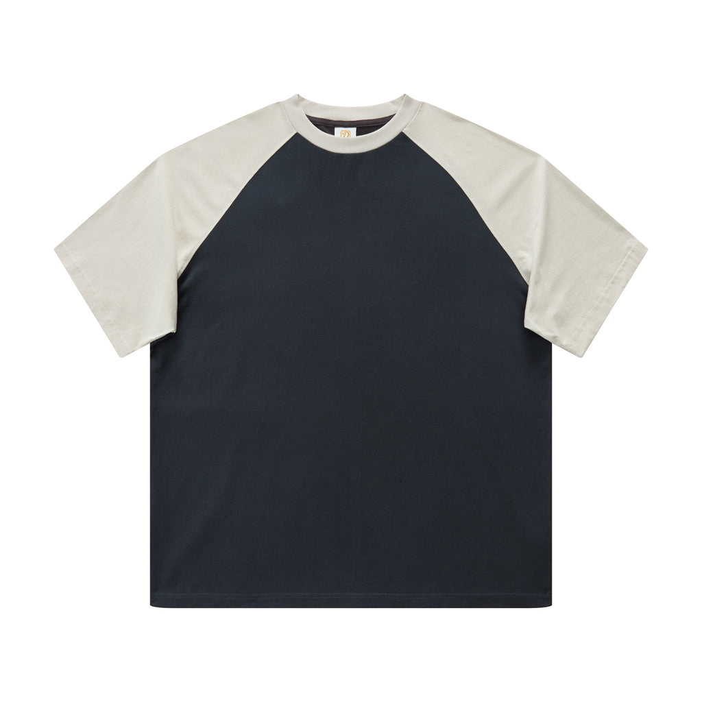 Custom Heavyweight Raglan Sleeve 100% Cotton Streetwear Color Clashing Matching Short Sleeve Blank Puff Print Oversized T-shirts
