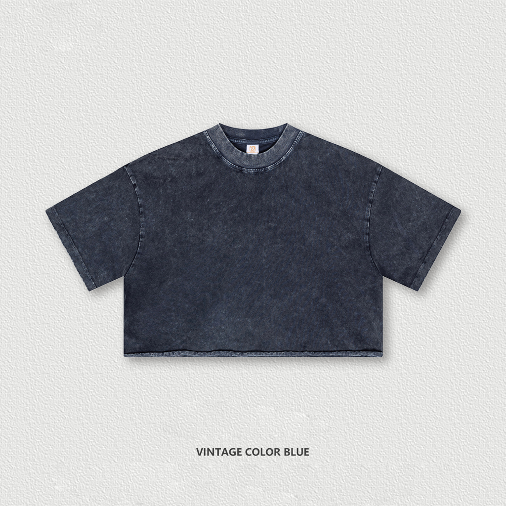 Crop Top Short Cotton Streetwear Wholesale High Quality Screen Print Round Neck Heavyweight Custom Print Printer Blank Tshirt