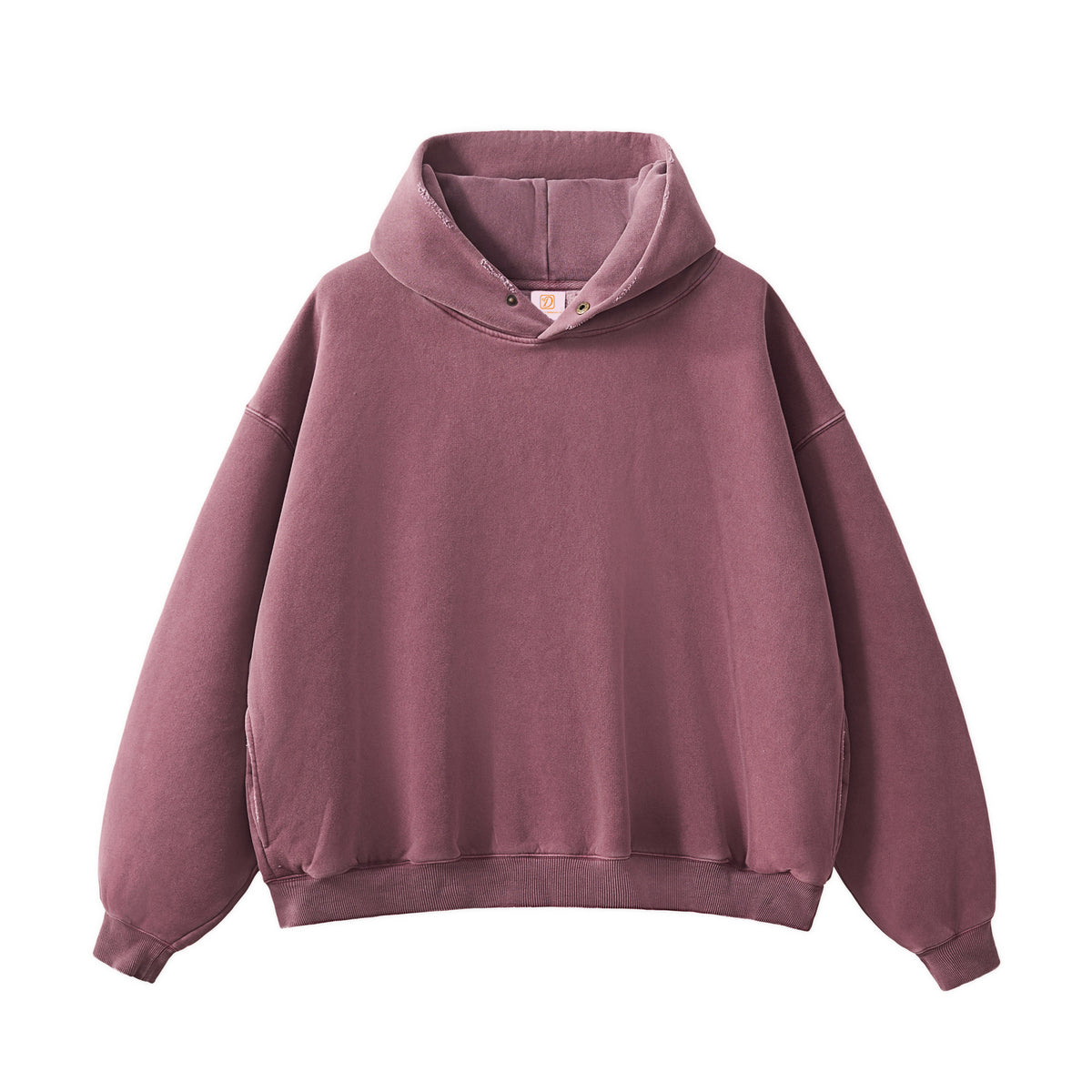 Customize Thick Fleece Button Down Washed Casual Hoodie with Frayed Side Pockets and Hooded Top Set of 5 Pieces in Sample Size L