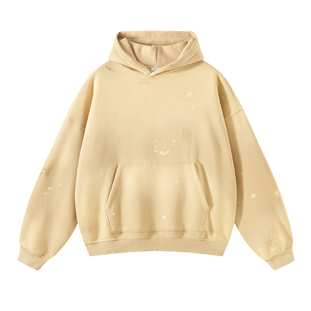 Manufacturers Washand bleach Sweatshirt with Spray Dye and Edge Grinding Process for an Aged Look High Quality Couple Hoodies