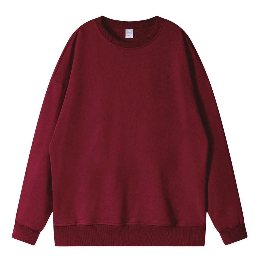 Customize Your Own Exclusive Design Unisex Pure Cotton Pullover with Loose Shoulder and Round Neckline Autumn and Winter Style