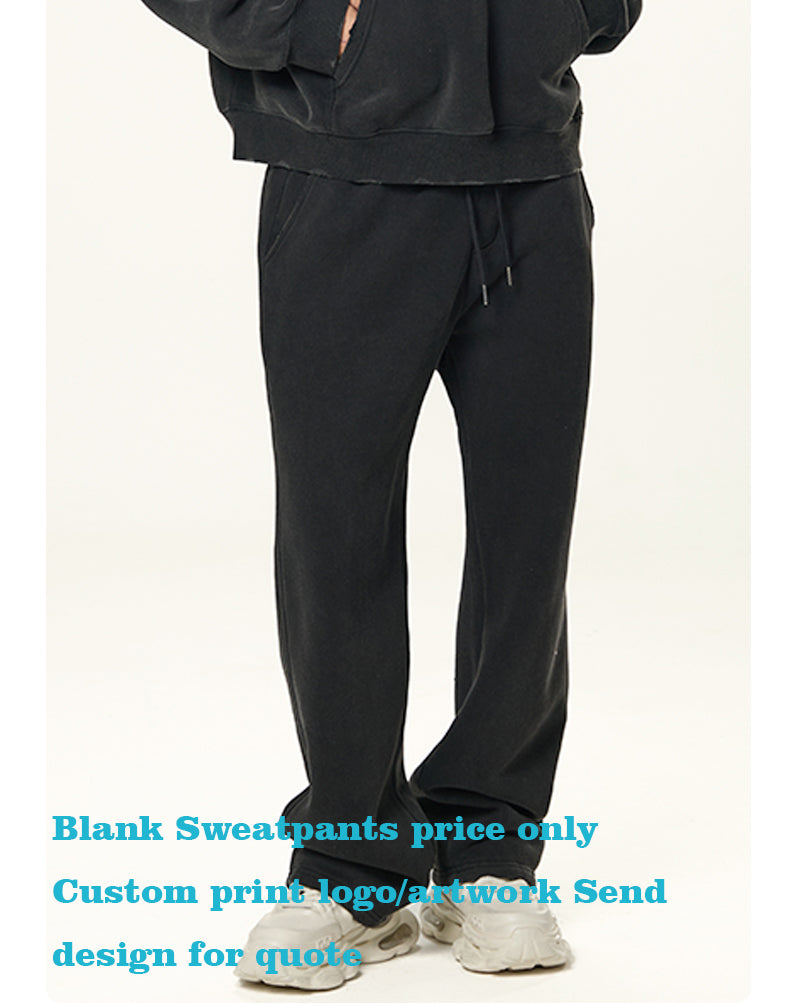High Quality Men's Sweatpants Heavy Duty Brushed and Thickened Washed Straight Leg Long Pants for Men Distressed Sweatpants