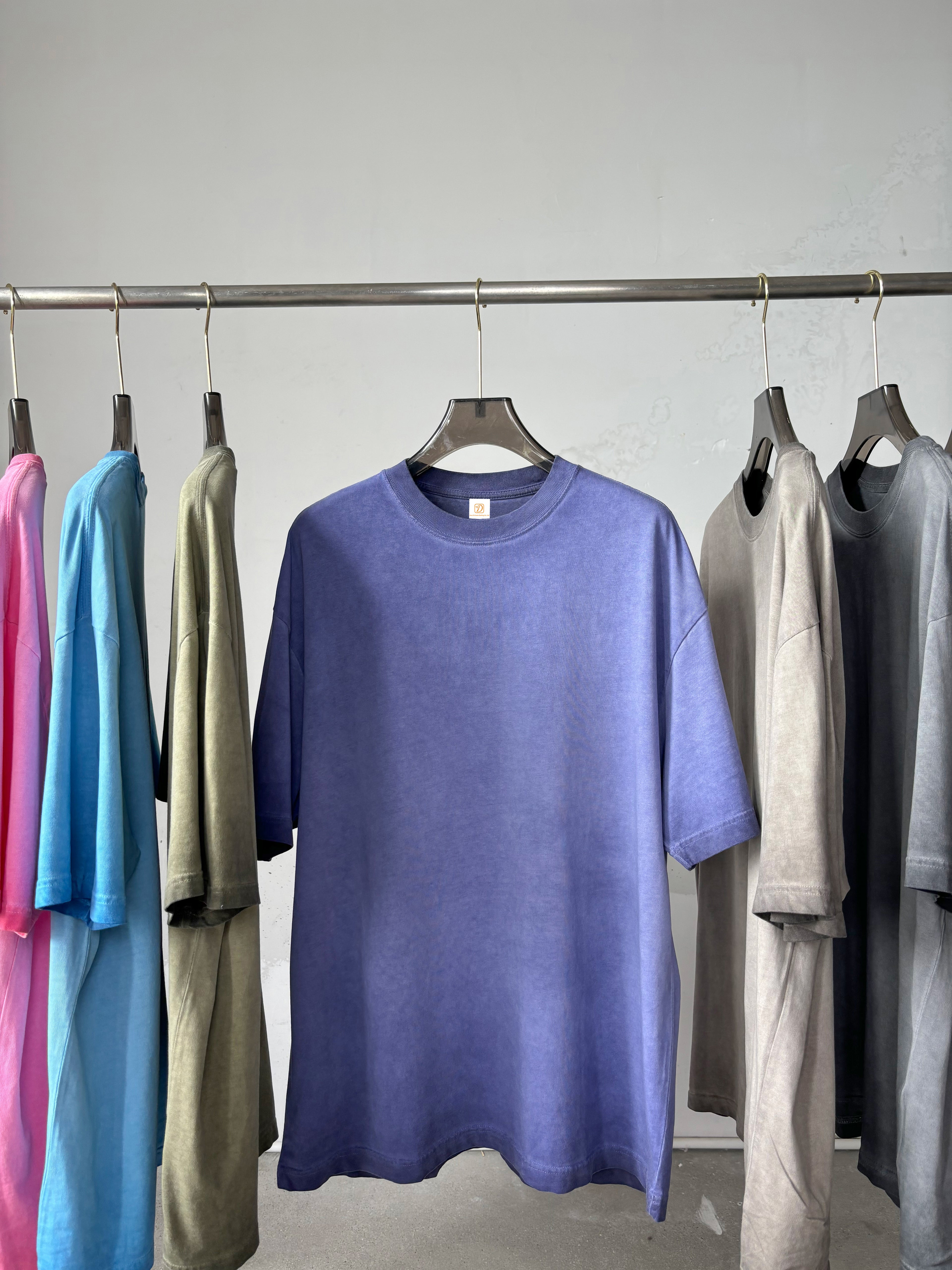 Custom French Terry Acid Wash Vintage Streetwear Unisex 100% Cotton High Quality  Drop Shoulder Screen Print Blank Tshirt