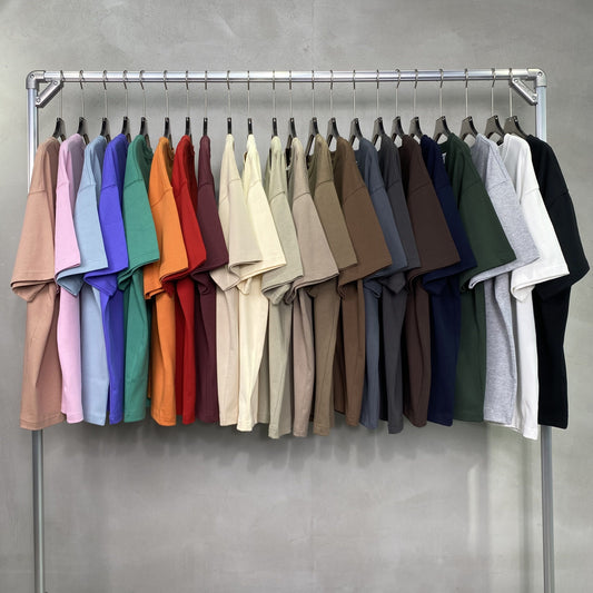 305G Heavyweight Blank Pure Color Loose Heavy Cotton Short Sleeve Drop Shoulder Screen Print Streetwear High Quality T-shirts