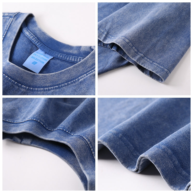 High Quality T-shirt Vintage Custom Washed New Design Streetwear O-neck Blank Short Sleeve Heavy Cotton Personalized T-shirt