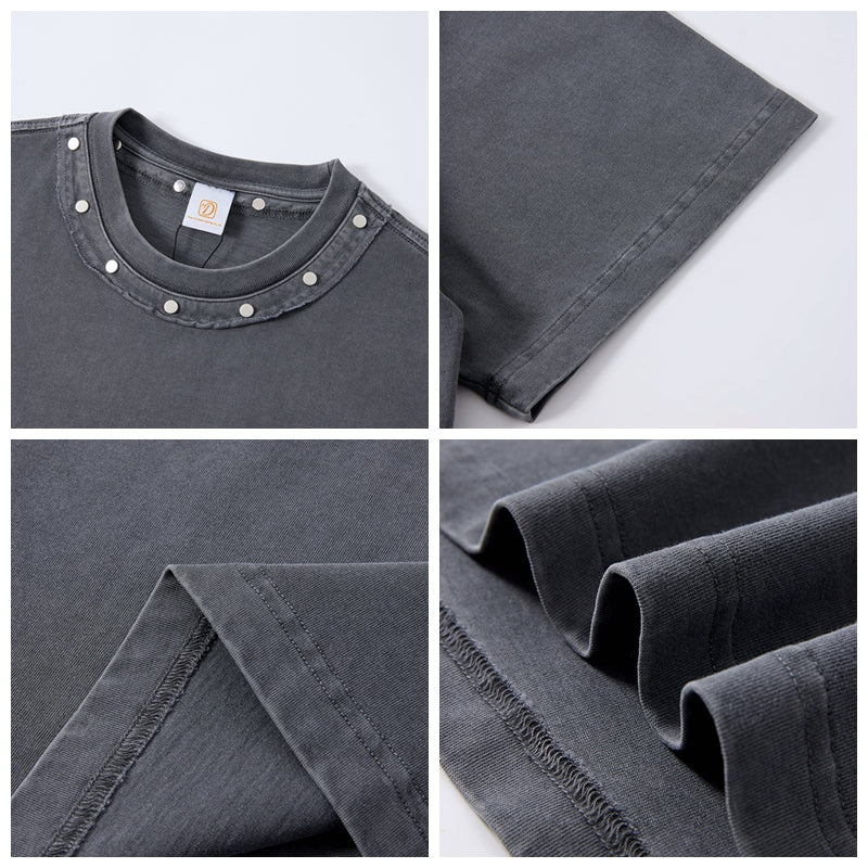 Vintage Boxy Men's T-shirts Streetwear New Style High Quality Custom Washed Heavy Cotton Patchwork Desgin Plain t Shirt 119