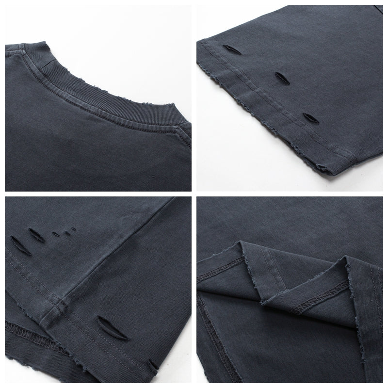 Customized t Shirts Washed High Quality O-neck Blank 100% Cotton Drop Shoulder Short Sleeve Streetwear Design Men's T-shirts