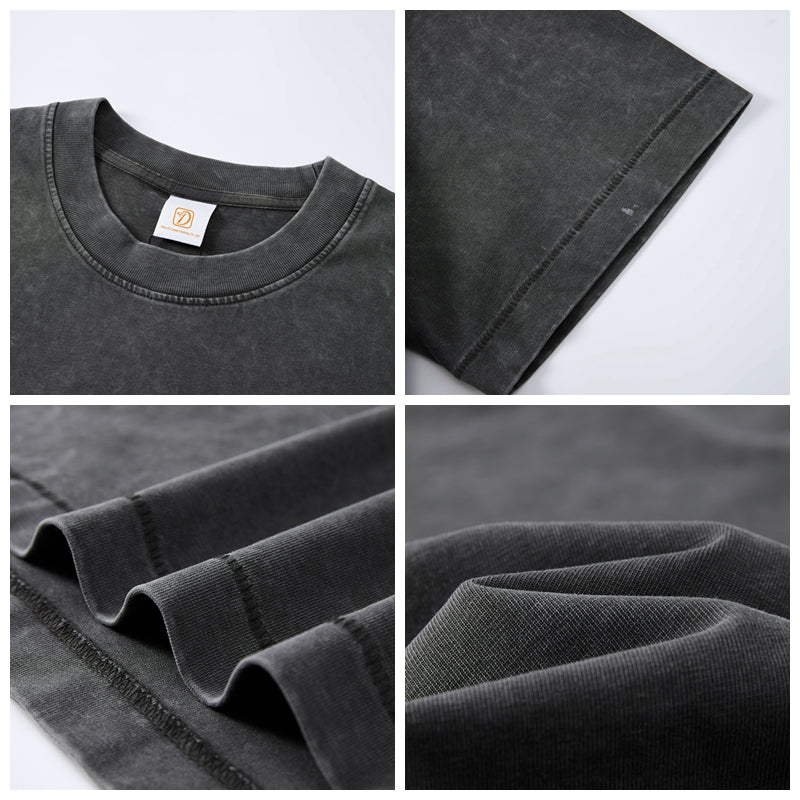275g Heavyweight Tshirts Custom Batik Washed Drop Shoulder Casual Streetwear O-neck Design Wholesale Plain t Shirt for Men