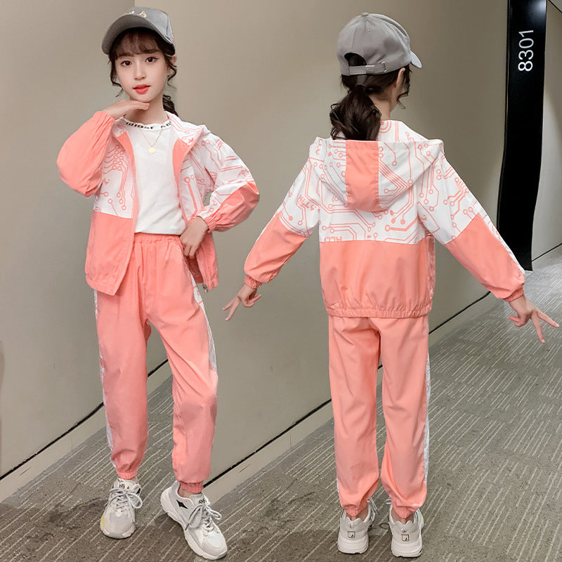 Custom Blanks Streetwear High Quality Distressed Embroidery 100% Polyester Screen Printed Children's Casual Sportwear Set