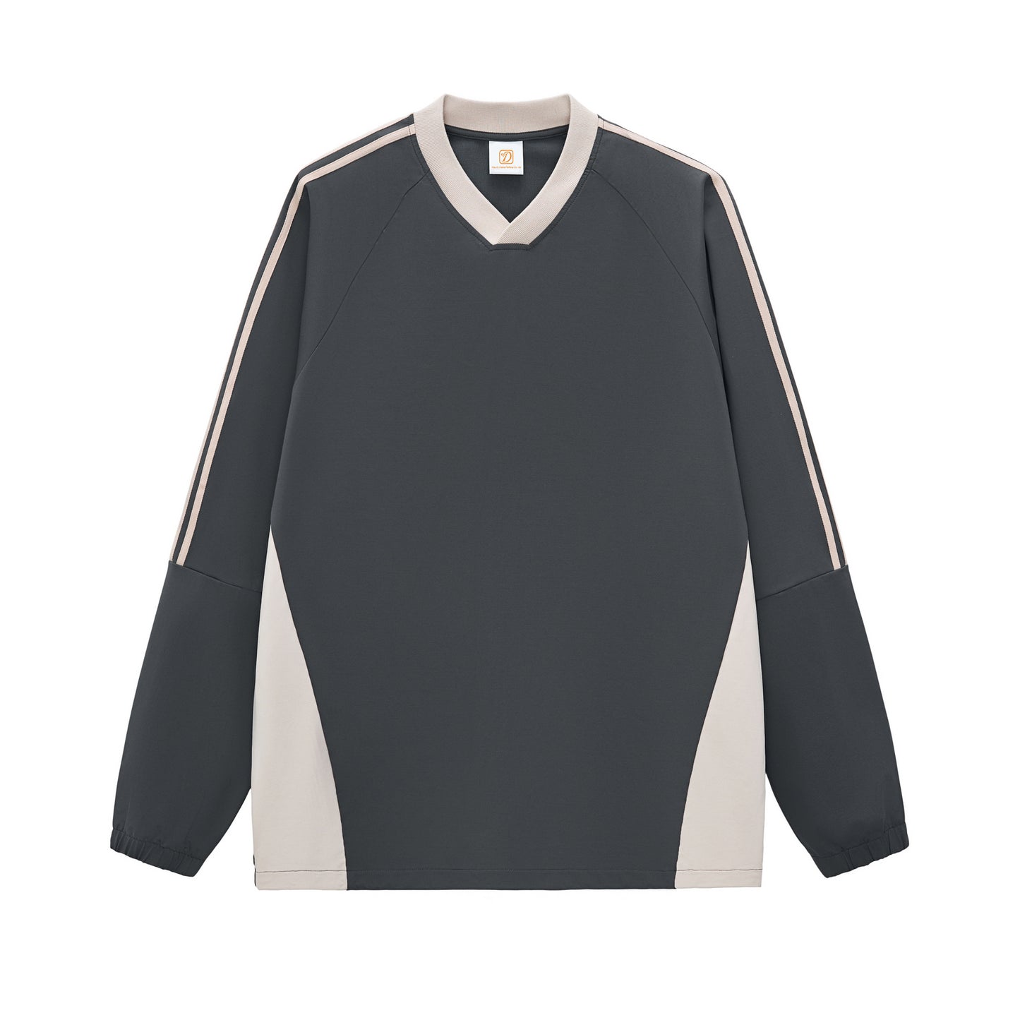 Custom logo Patchwork Contrasting V Neck Basic Long Sleeved T-shirt From a Trendy Brand High Quality Free Sample Design
