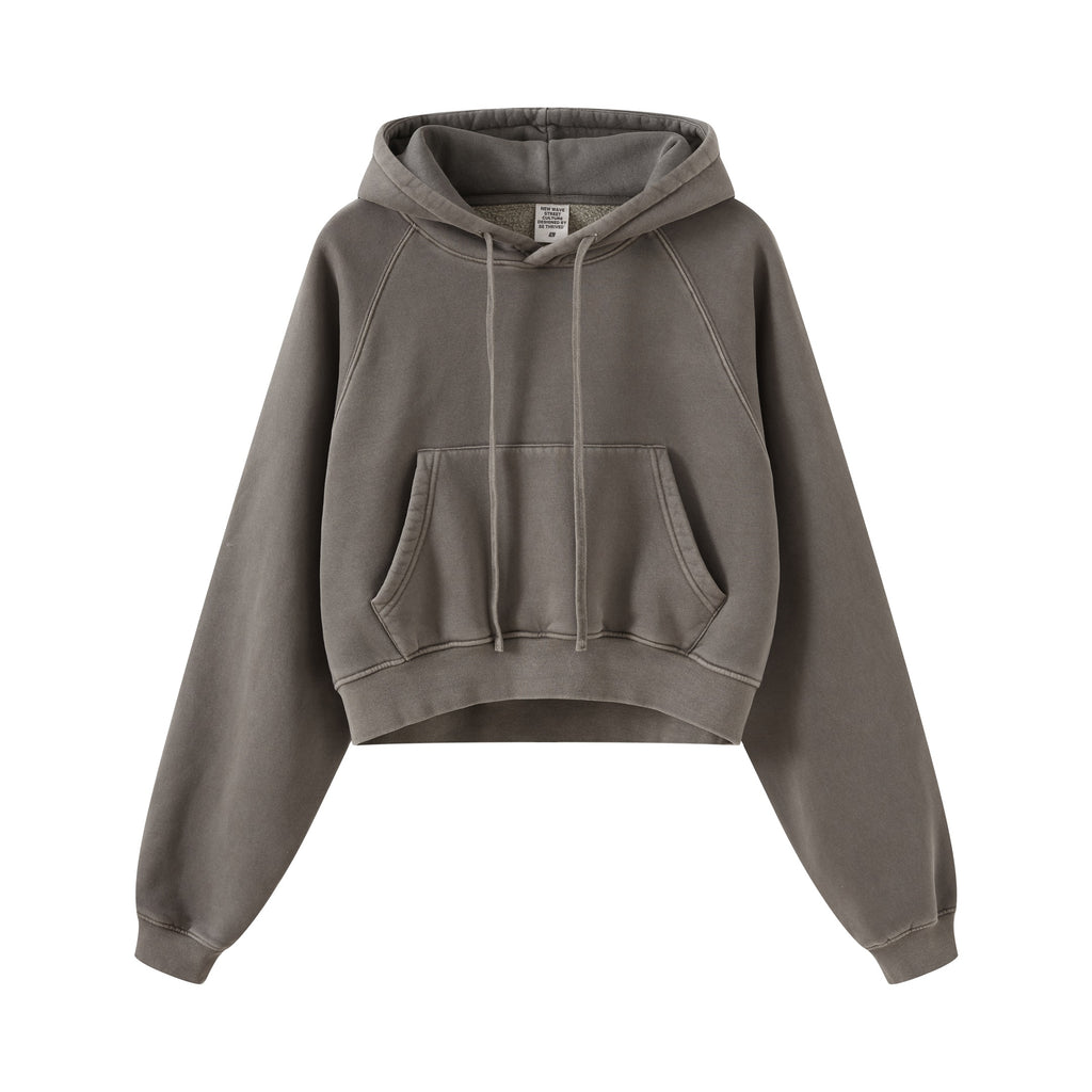 Custom Vintage Washed Streetwear Crop Top High Quality Sublimation Fashion Wholesale Hoodies Women's Hoodies Sweatshirts