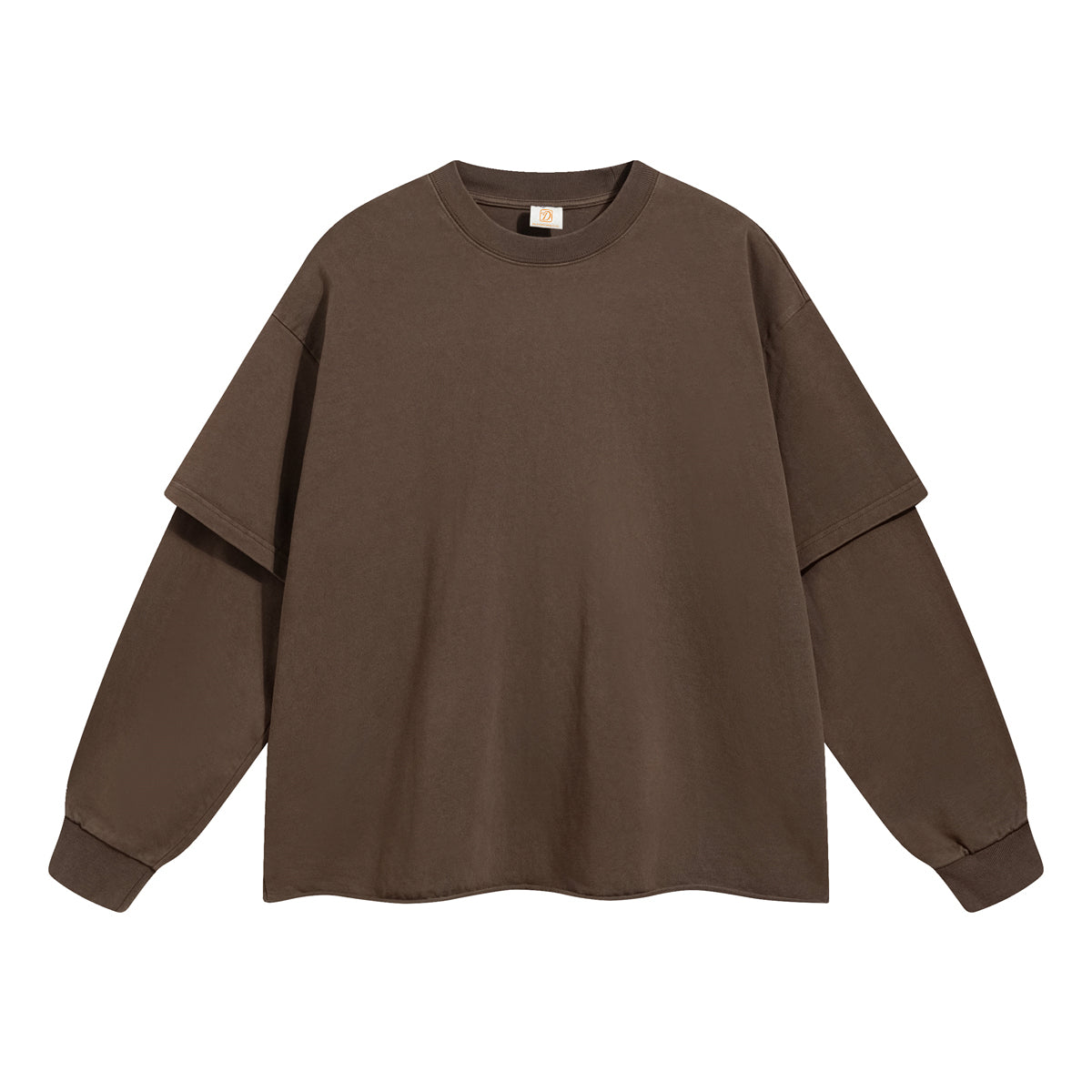 Heavyweight 100% Cotton T-shirt Custom Drop Shoulder High Quality Round Neck Streetwear Vintage Patchwork Long Sleeve T-shirt