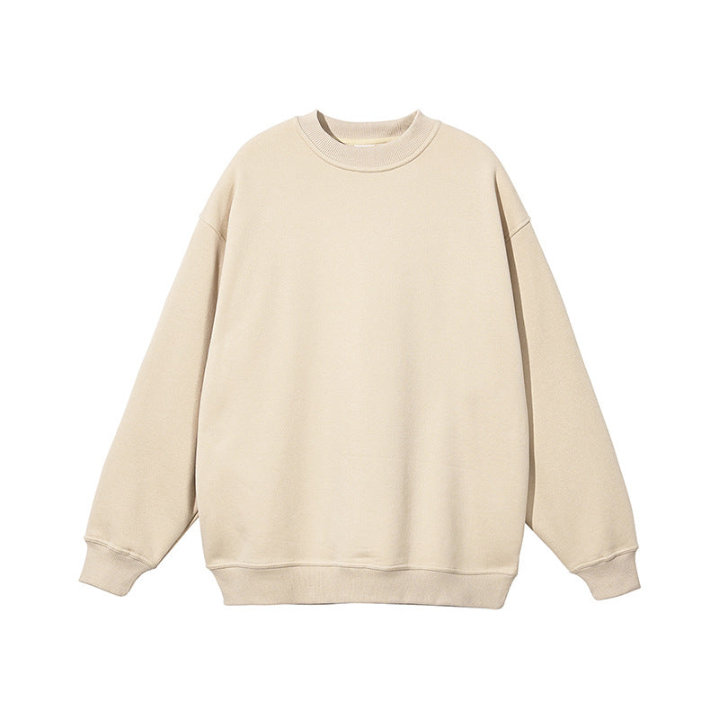 Wholesale 16 Color Solid Color Crew Neck Pullover Oversized Loose Fitting Fleece Lined Thick Sweater Unisex Hoody High Quality