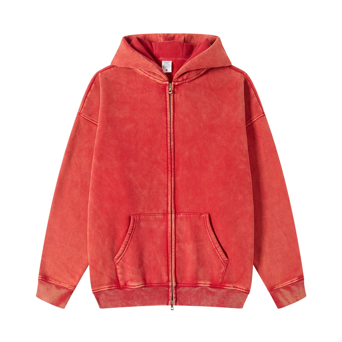 Mens Unisex Oversized Fashion Heavyweight Hoodies Zip up Puff Print Hoodie Washi Dyeing Padded Zipper Hoodless Pullover Hoodies