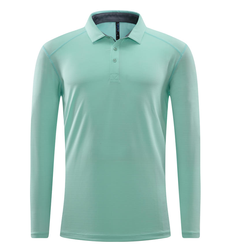 8 Color Quick Drying Colored Strip Crystal Silk Long-sleeved Collar POLO 40 Strands of Fine Fabric Spring and Autumn Collection