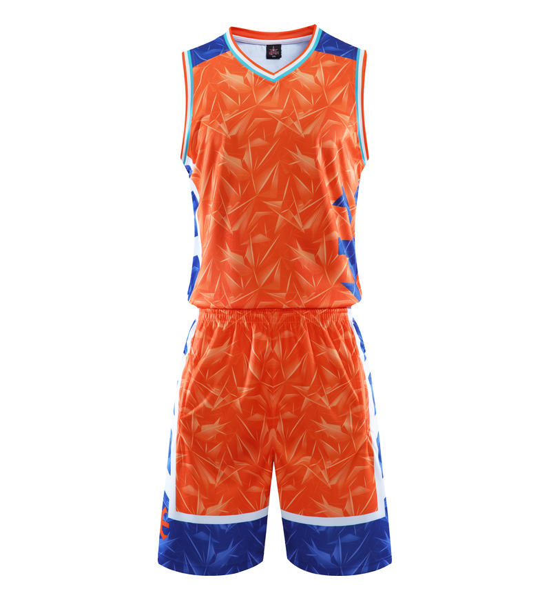 Wholesale Customized 5 Color Men's and Women's 100% Polyester Fiber V Neck Basketball Uniform Set Basketball Jacquard Fabric