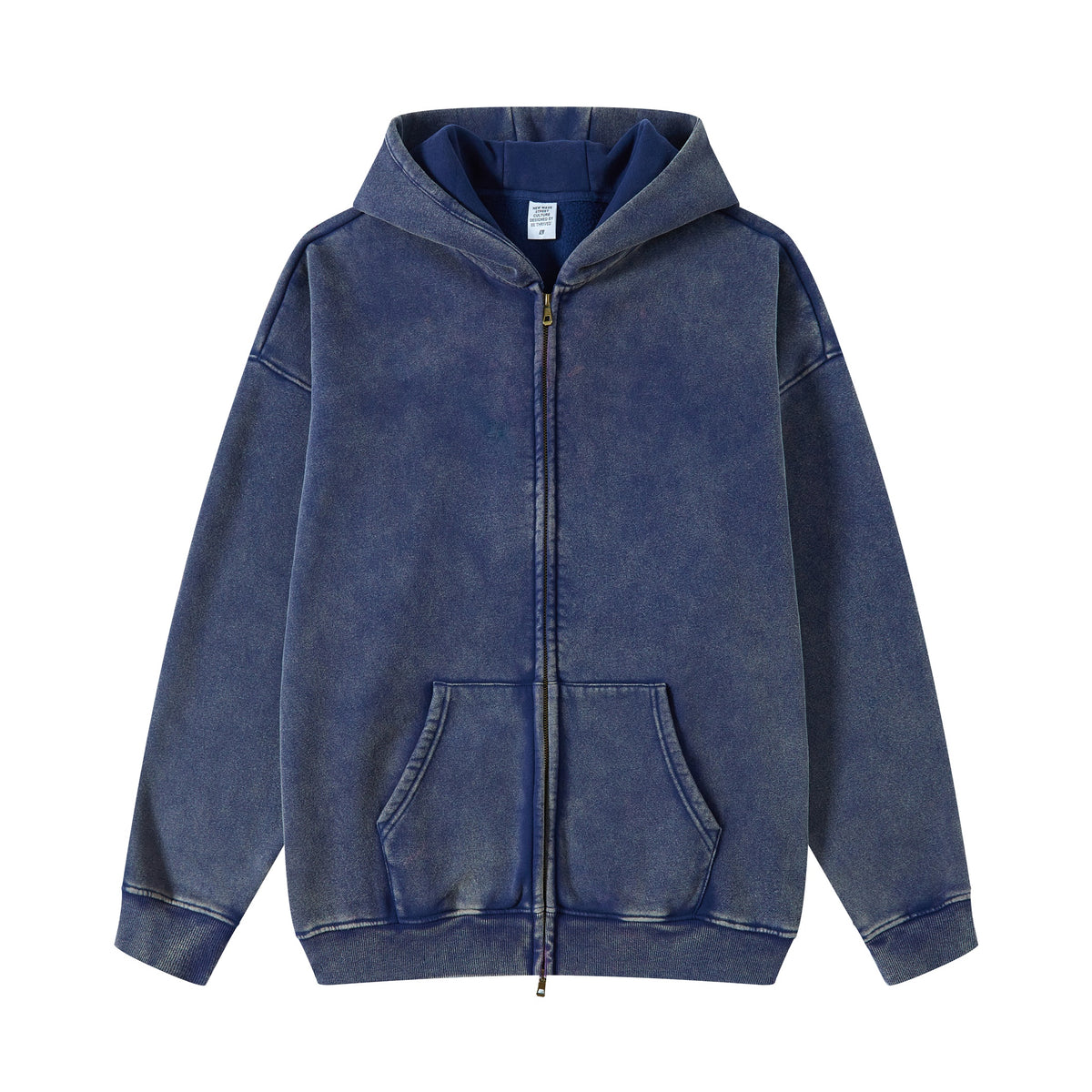Mens Unisex Oversized Fashion Heavyweight Hoodies Zip up Puff Print Hoodie Washi Dyeing Padded Zipper Hoodless Pullover Hoodies
