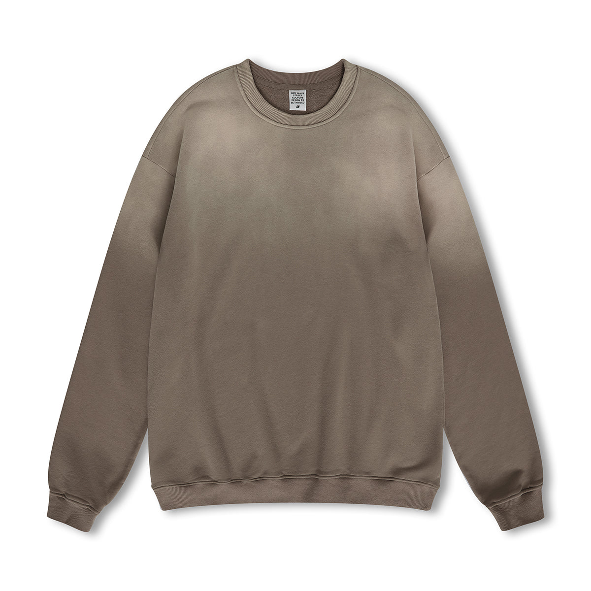 Customized 8-color Oversized All Cotton Looped Pile Brushed Fleece Retro Washed Gradient Round Neck Hoodie American Style