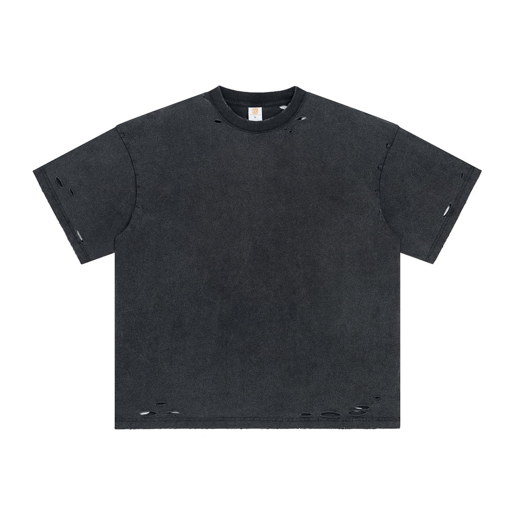 Wholesale Clothing Men's T-shirts Custom 100% Cotton Loose Broken Acid Wash Drop Shoulder High Quality Blanks T-shirt for Men