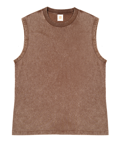 240G Heavyweight Blank 100% Cotton Custom Print Vintage Loose Sleeveless Custom Acid Wash High Quality Black Distressed Tshirt