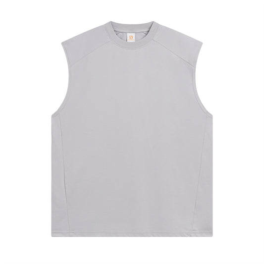 Men's T-shirts Round Neck Sleeveless Gym High Quality Custom Pure Color Streetwear Wholesale Cheap Heat Transfers for T-shirts