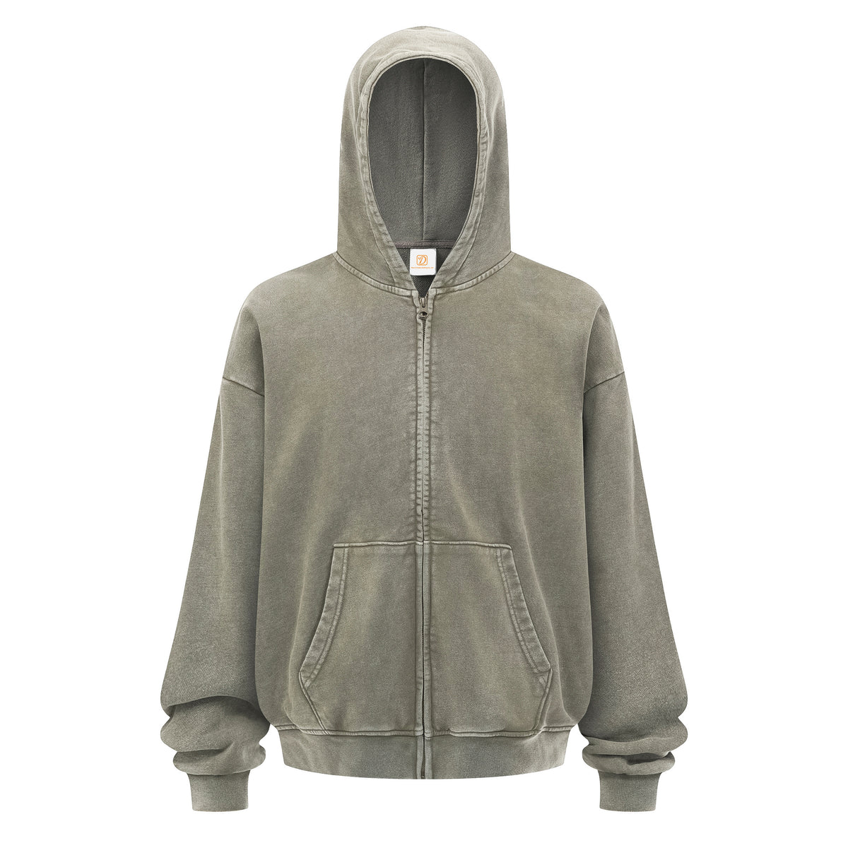 Heavyweight Hoodie Washed and Distressed Zipper Pure Cotton Loop Double Sheen Zipper Hoodie Wax Dyed Washed Hoodie Winter