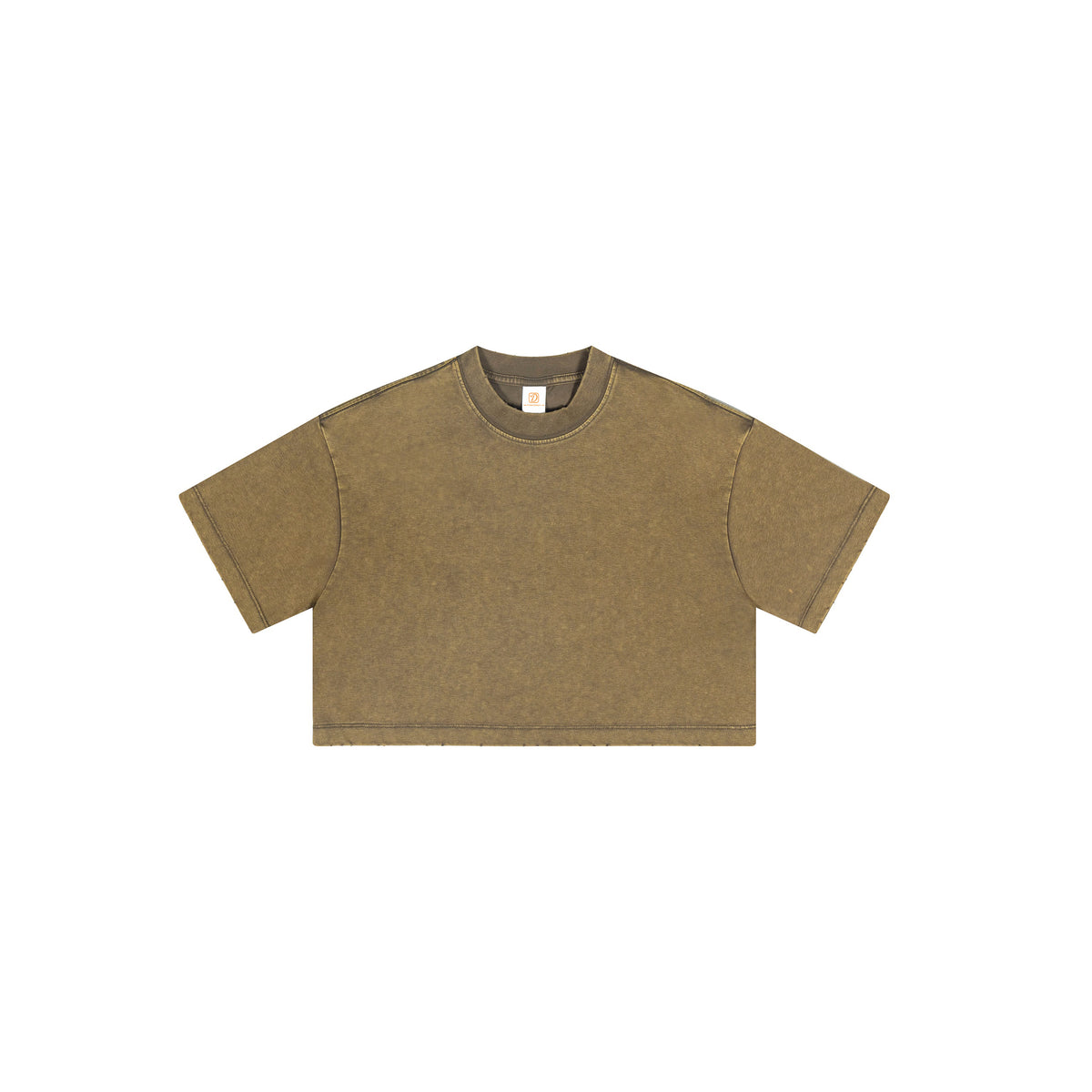 Tshirt Custom logo Summer Version Fitness Crew Neck Crop Top with Exposed Neckline and Waterwashed Finish Fashion Vintage Style