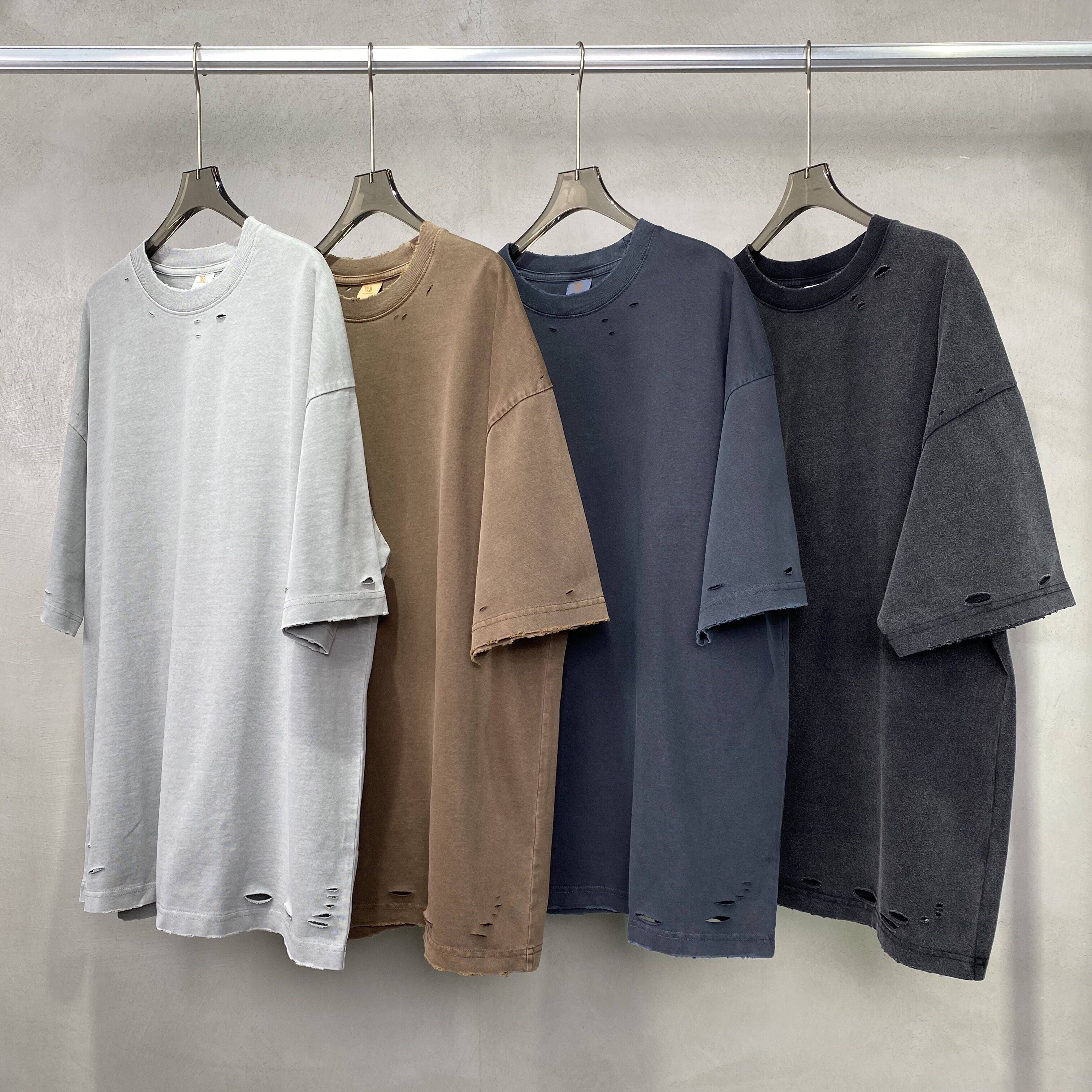 Manufacturer t Shirts Custom Broken Fashionable Style High Quality Streetwear Puff Printing Heavy Cotton Heavyweight T-shirt