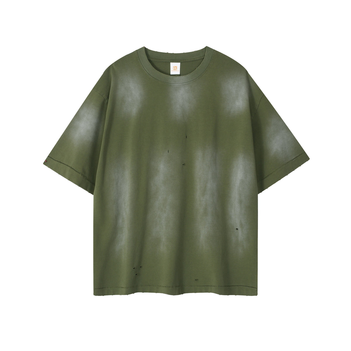 Summer Version Tshirt 100 Cotton Blanc Washing Water Splashed Onto the Horse's Back Cutting the Edge of the Washed T-shirt