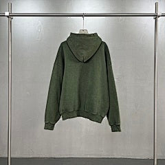 Vintage Acid Wash Long Sleeve Embroidery Boxy Oversized Pullover Heavyweight Streetwear Hoodie