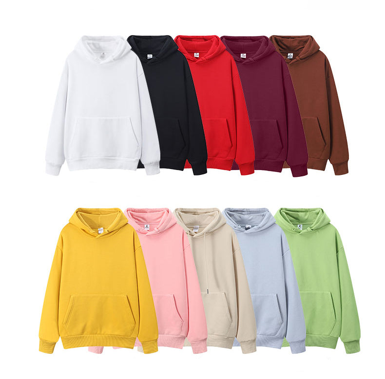 Heavyweight Loose Hoodies Custom Blank Pure Color Drop Shoulder High Quality Fleece Multi Color Fashion Puff Printing Hoodies