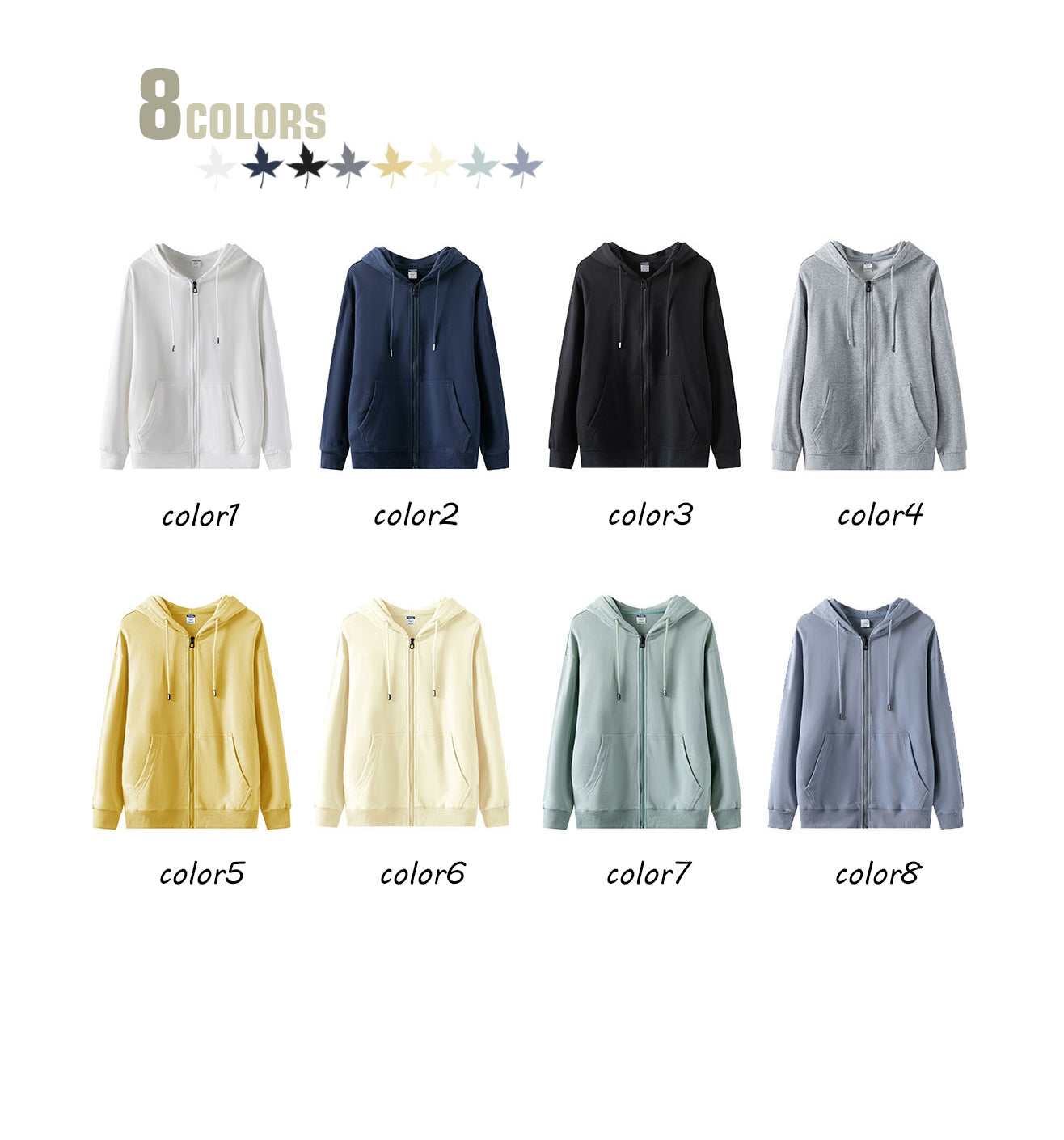 Full Zip up Plus Size Heavyweight Terry Sublimation Puff Printing Hoodie Unisex High Quality Streetwear Pure Color Winter Hoodie