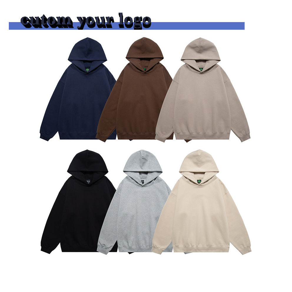 350G Heavyweight Wireless Distressed Embroidery No Pocket Fleece Oversized Drop Shoulder Fashion Printed Streetwear Hoodie