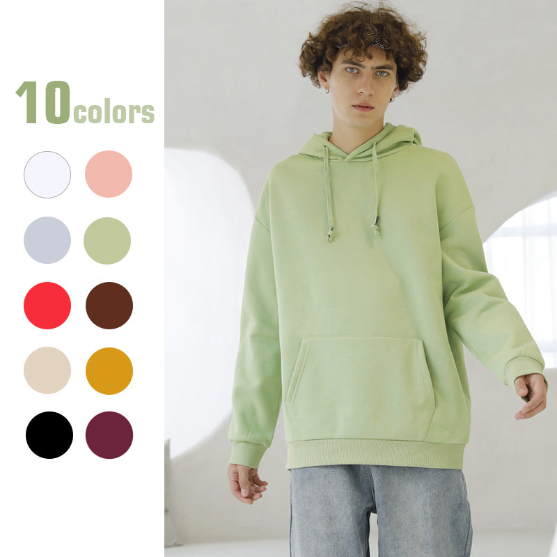 Drop Shoulder Fleece Heavyweight Puff Printing Hoodie Unisex High Quality Streetwear Polyester and Cotton Blank Black Hoodie