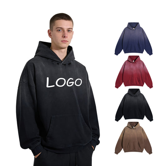 Heavyweight Broken Tie Dye Custom French Terry Acid Wash High Quality Blank Pullover Polyester and Cotton Hoodies Puff Print
